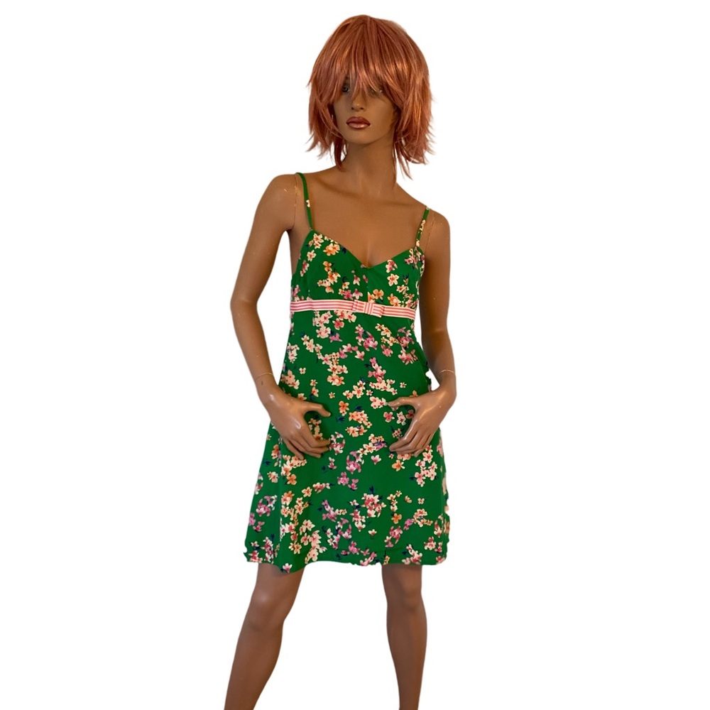 Custom Made Floral Green Dress Sample. NWOT. Handmade